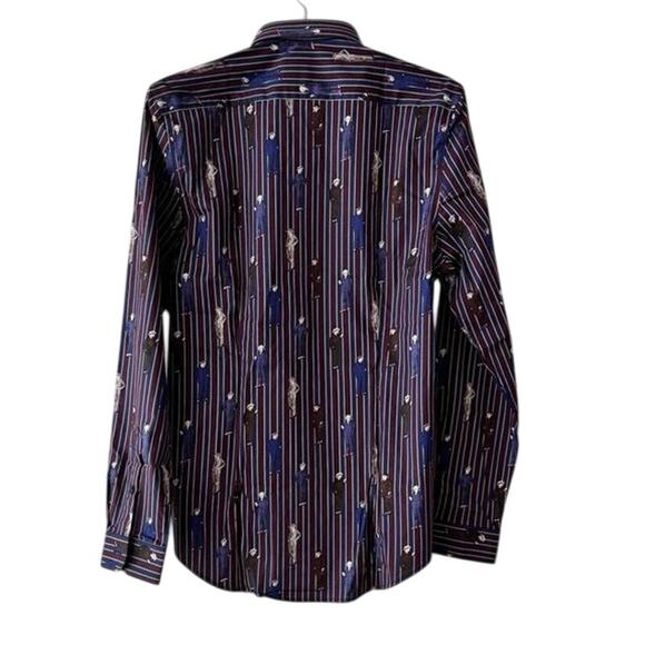 Paisley & Gray Men’s Slim Fit Dress Shirt M Striped Man Print Burgundy Navy NWT - Picture 10 of 14